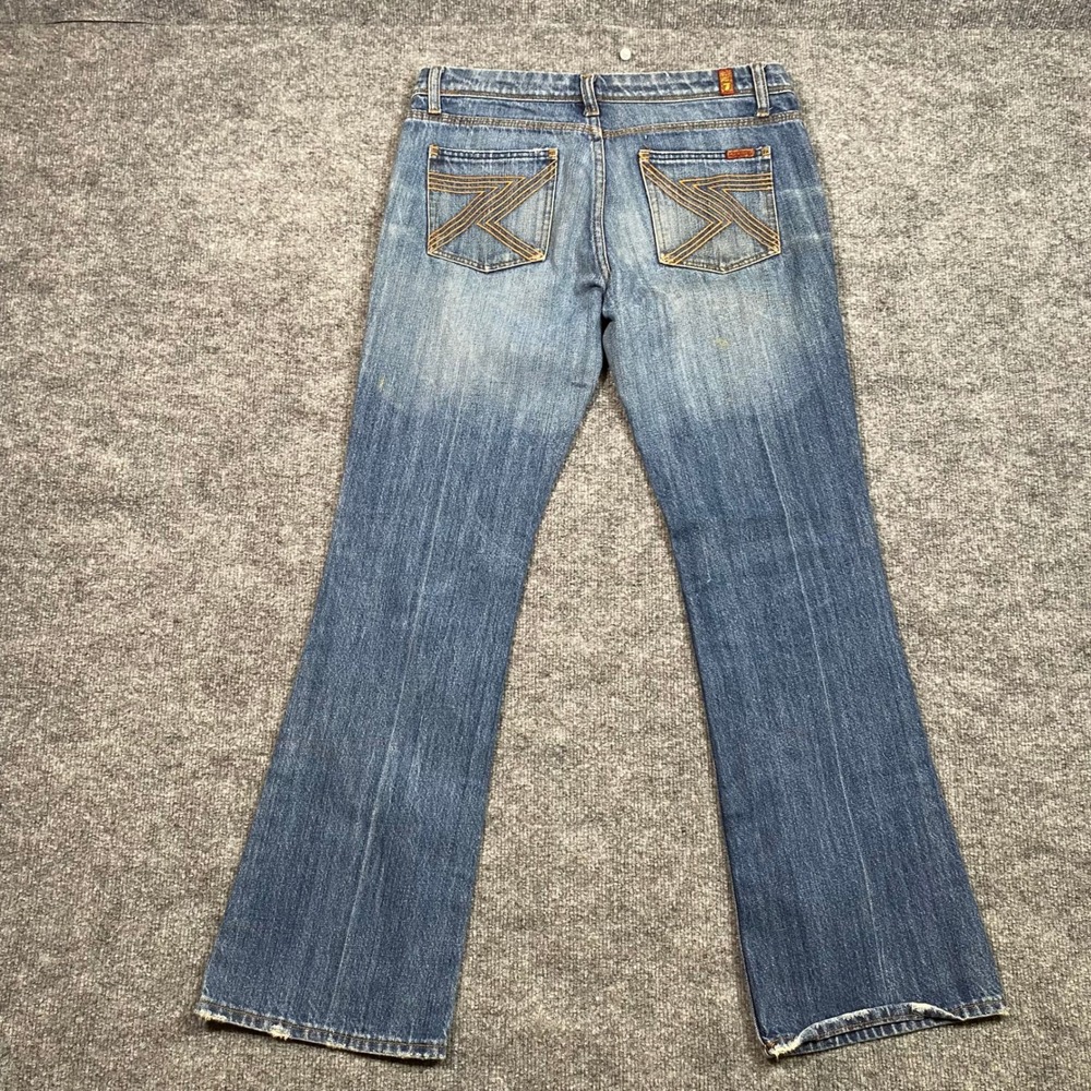 7 For All Mankind Flynt Flare Jeans Womens 30 Medium Wash Low Rise Blue Denim